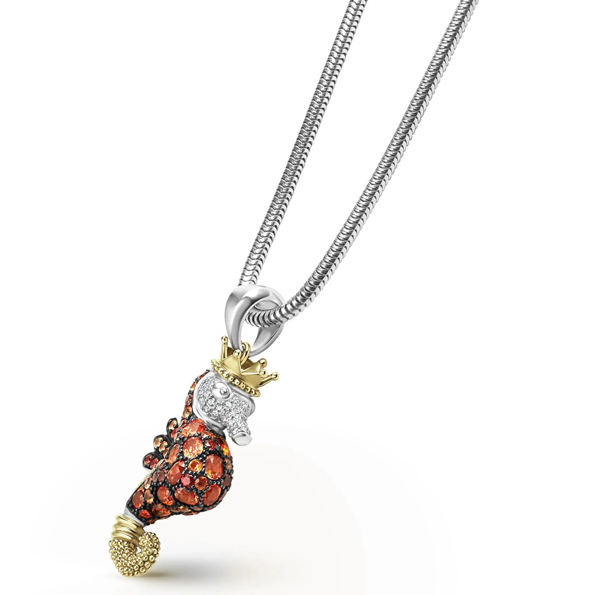 Cheap LAGOS Orange Sapphire And Diamond Seahorse Pendant Necklace