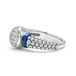 Outlet LAGOS Oval Ceramic Caviar Diamond Ring