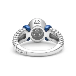 Outlet LAGOS Oval Ceramic Caviar Diamond Ring