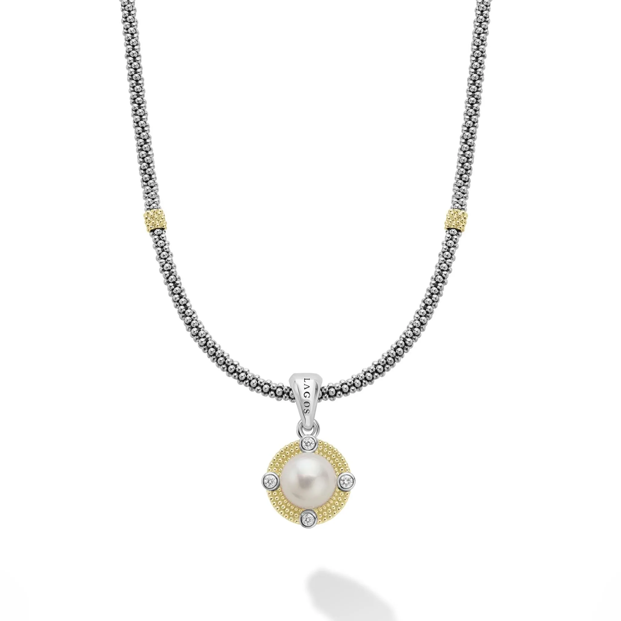 Online LAGOS Pearl Diamond Caviar Necklace