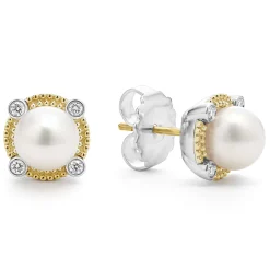 Best Sale LAGOS Pearl Diamond Stud Earrings