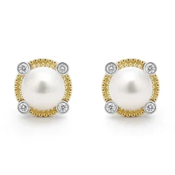 Best Sale LAGOS Pearl Diamond Stud Earrings