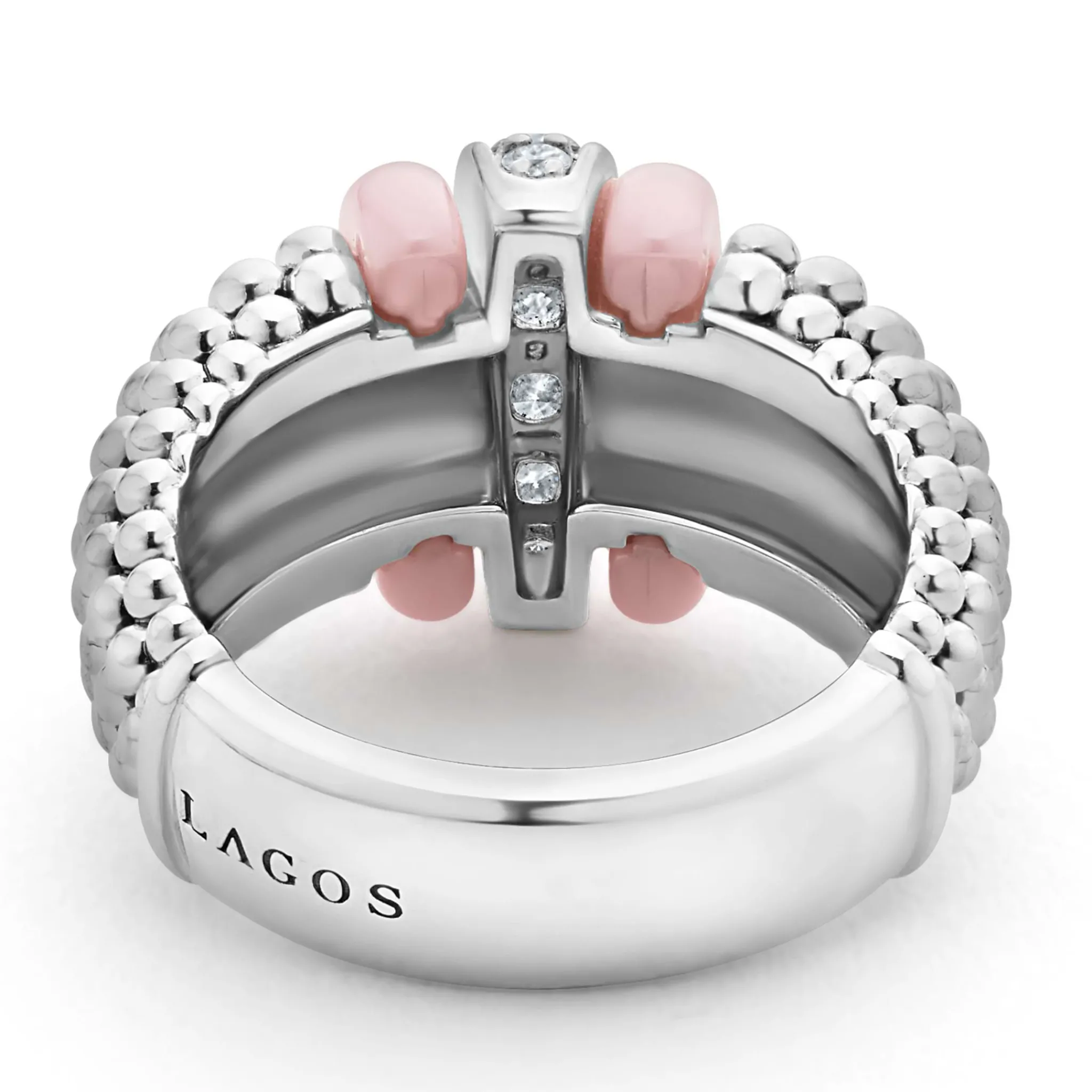Clearance LAGOS Pink Ceramic Caviar Diamond Ring