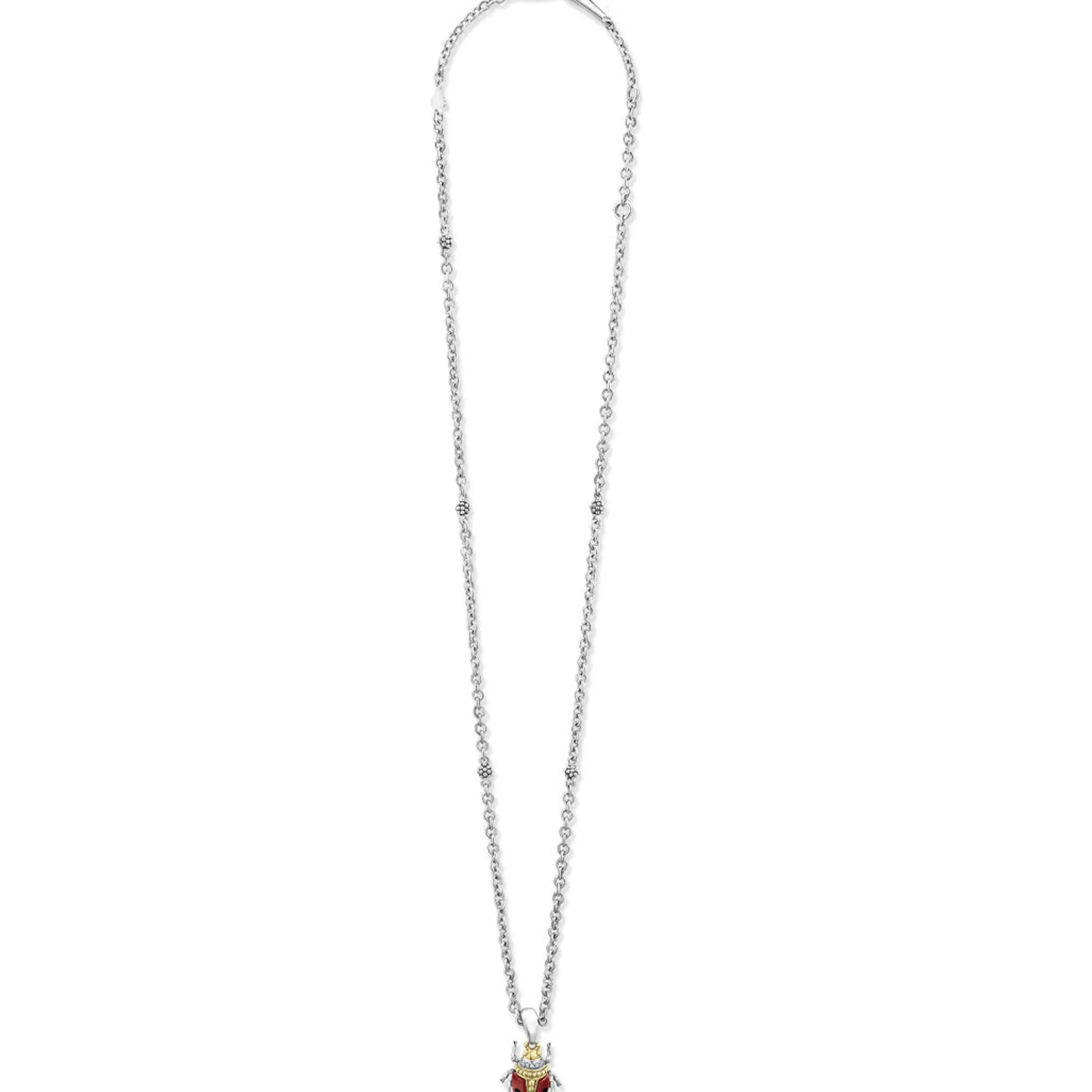 Sale LAGOS Red Agate Beetle Diamond Pendant Necklace