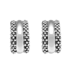 Online LAGOS Silver Station Caviar Huggie Earrings