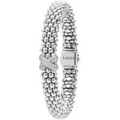 Best LAGOS Silver X Caviar Diamond Bracelet | 9Mm