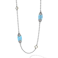 New LAGOS Six Station Swiss Blue Topaz Necklace
