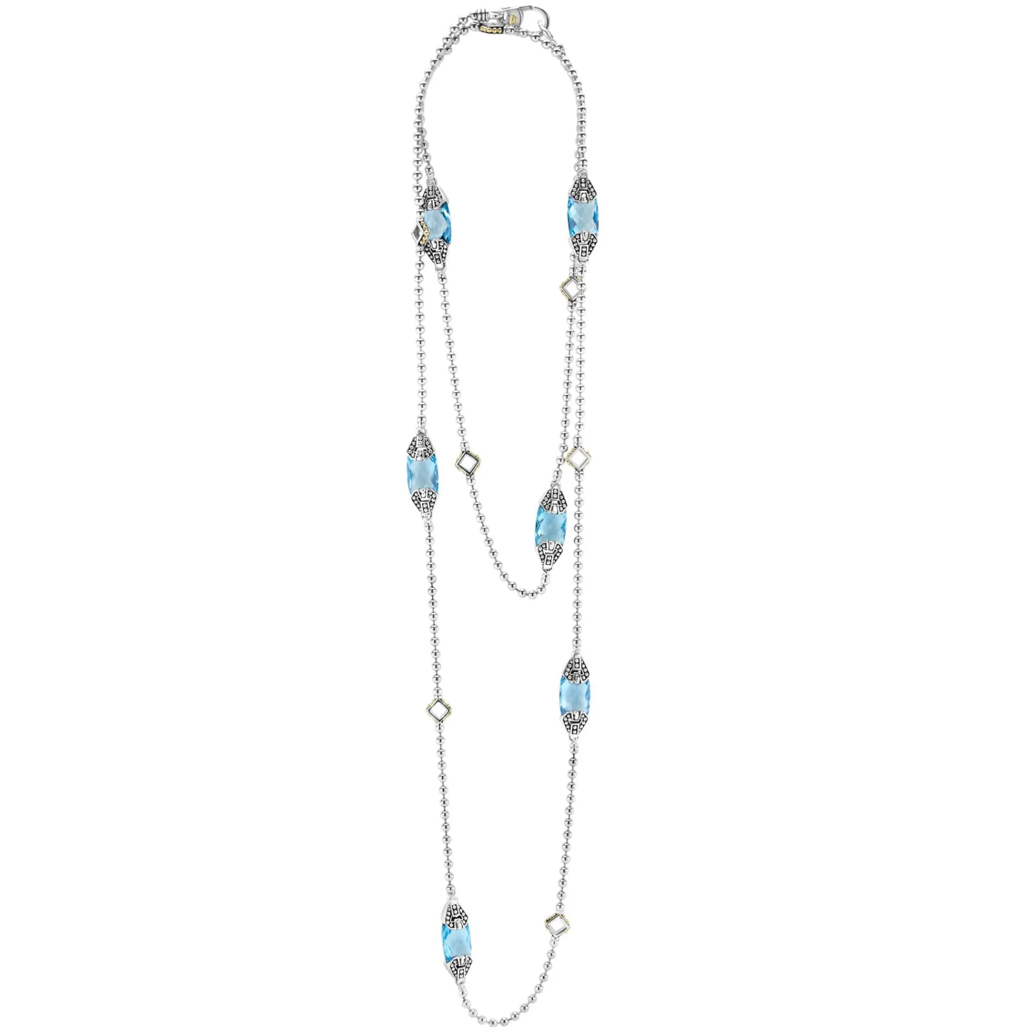 New LAGOS Six Station Swiss Blue Topaz Necklace