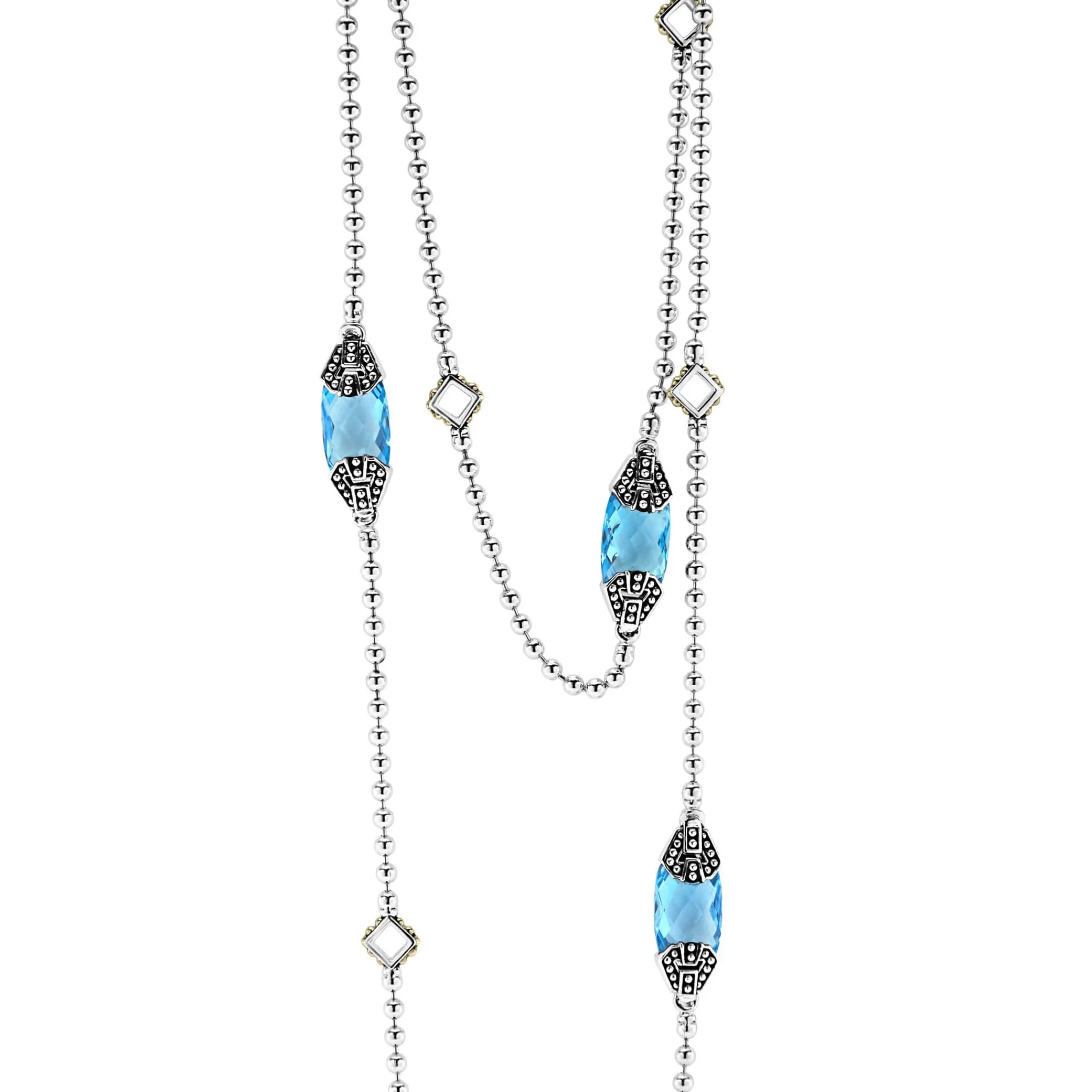 New LAGOS Six Station Swiss Blue Topaz Necklace