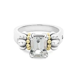 Cheap LAGOS Small Emerald-Cut White Topaz Ring