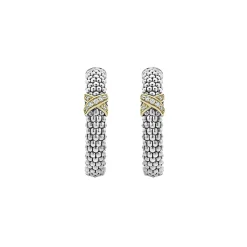 Discount LAGOS Small X Diamond Caviar Hoop Earrings