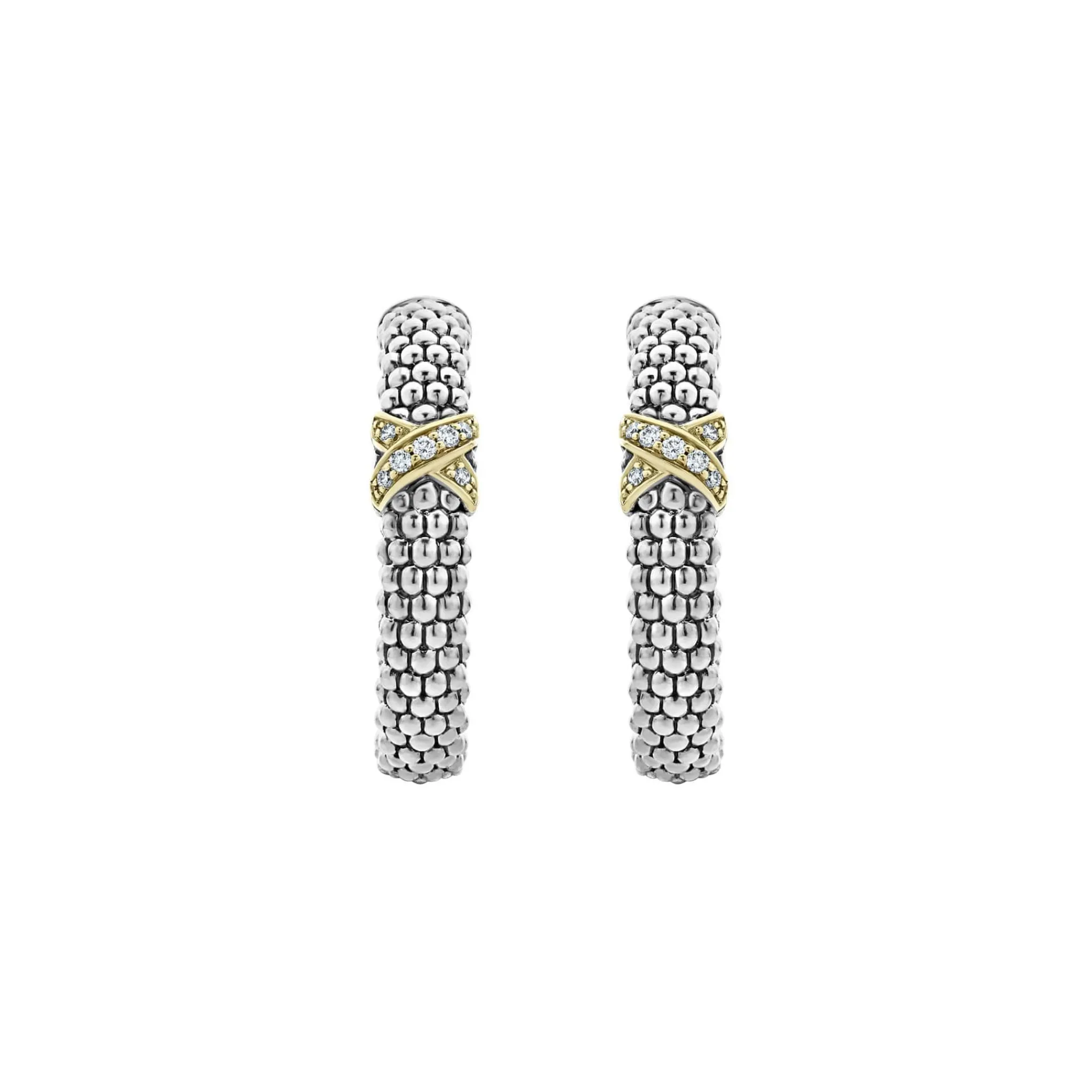 Discount LAGOS Small X Diamond Caviar Hoop Earrings