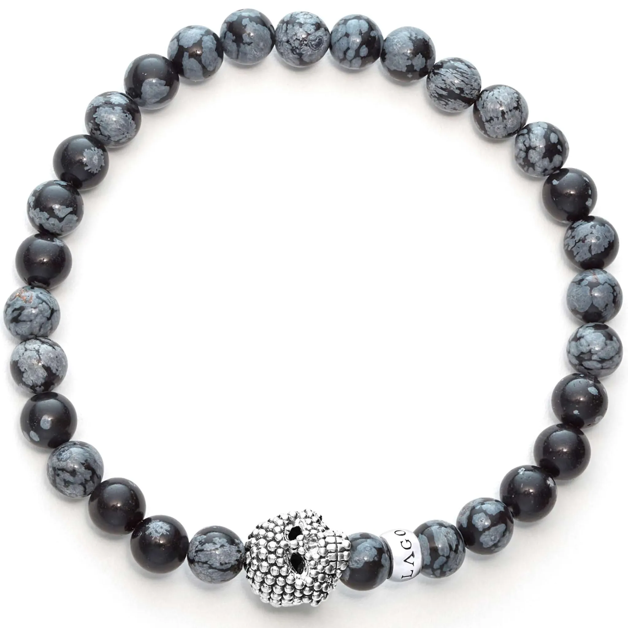 Store LAGOS Snowflake Obsidian Skull Bracelet