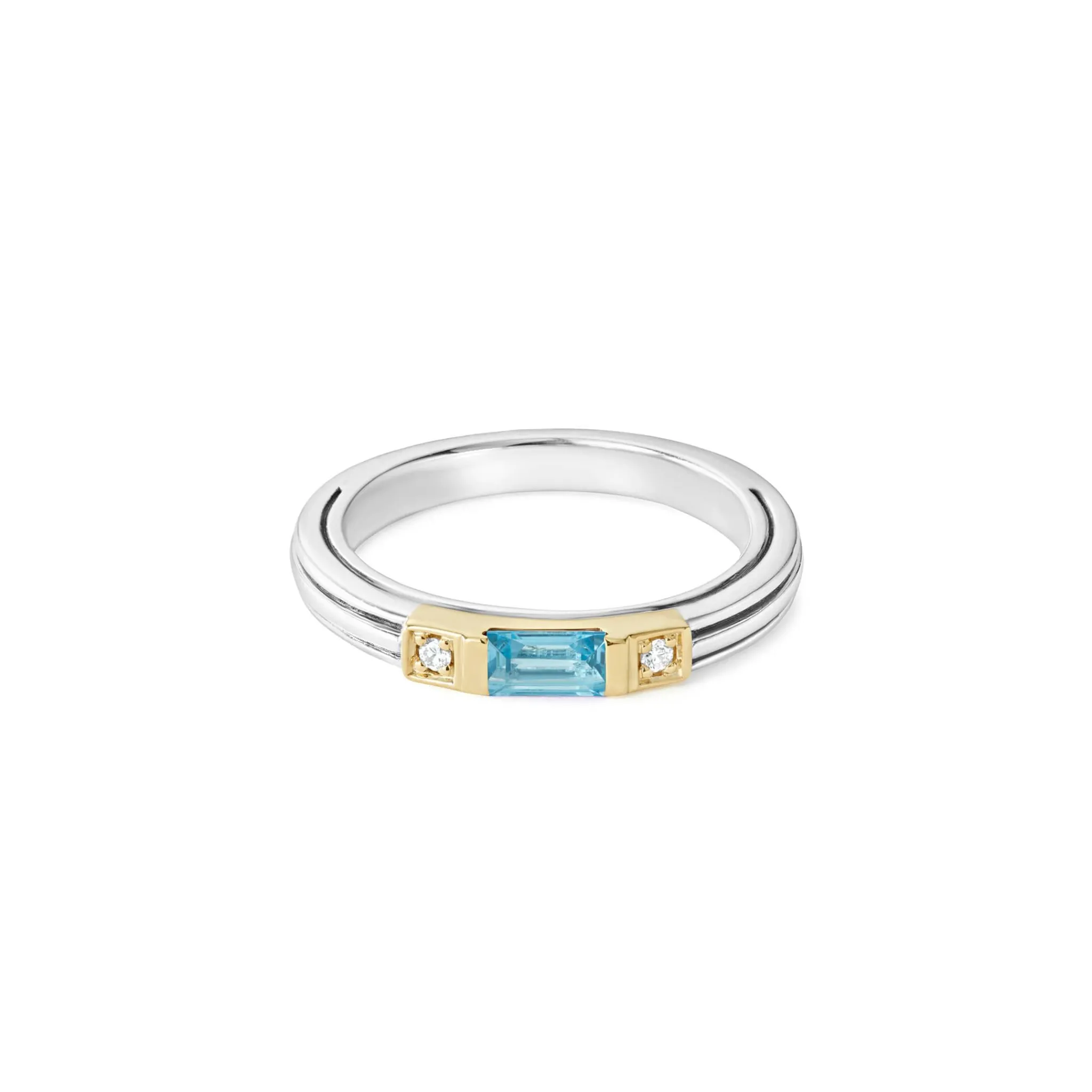 New LAGOS Swiss Blue Topaz And Diamond Stacking Ring