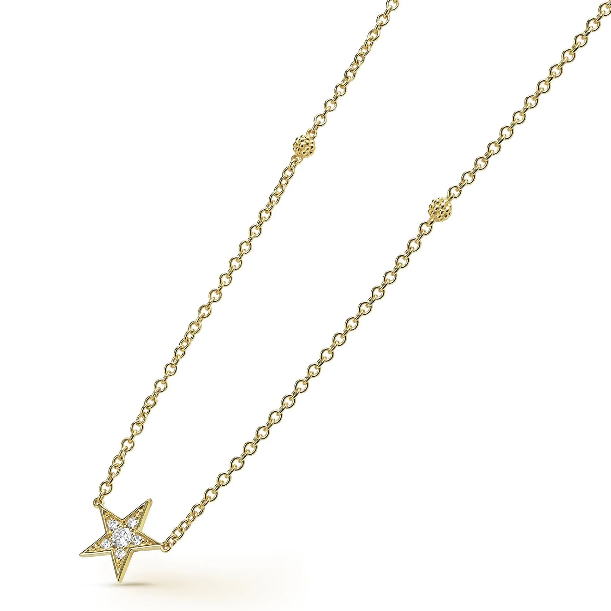 New LAGOS The Drop 18K Gold And Diamond Star Chain Necklace