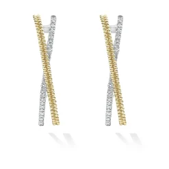 Hot LAGOS Thin Two-Tone Caviar X Diamond Hoop