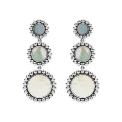 Fashion LAGOS Three Mother Of Pearl Circle Drop Earrings