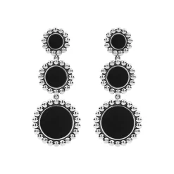 Discount LAGOS Three Onyx Circle Drop Earrings