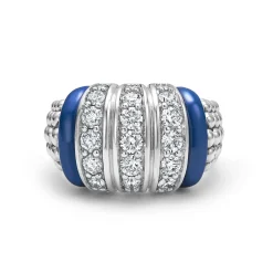 Cheap LAGOS Three Station Ceramic Caviar Diamond Ring