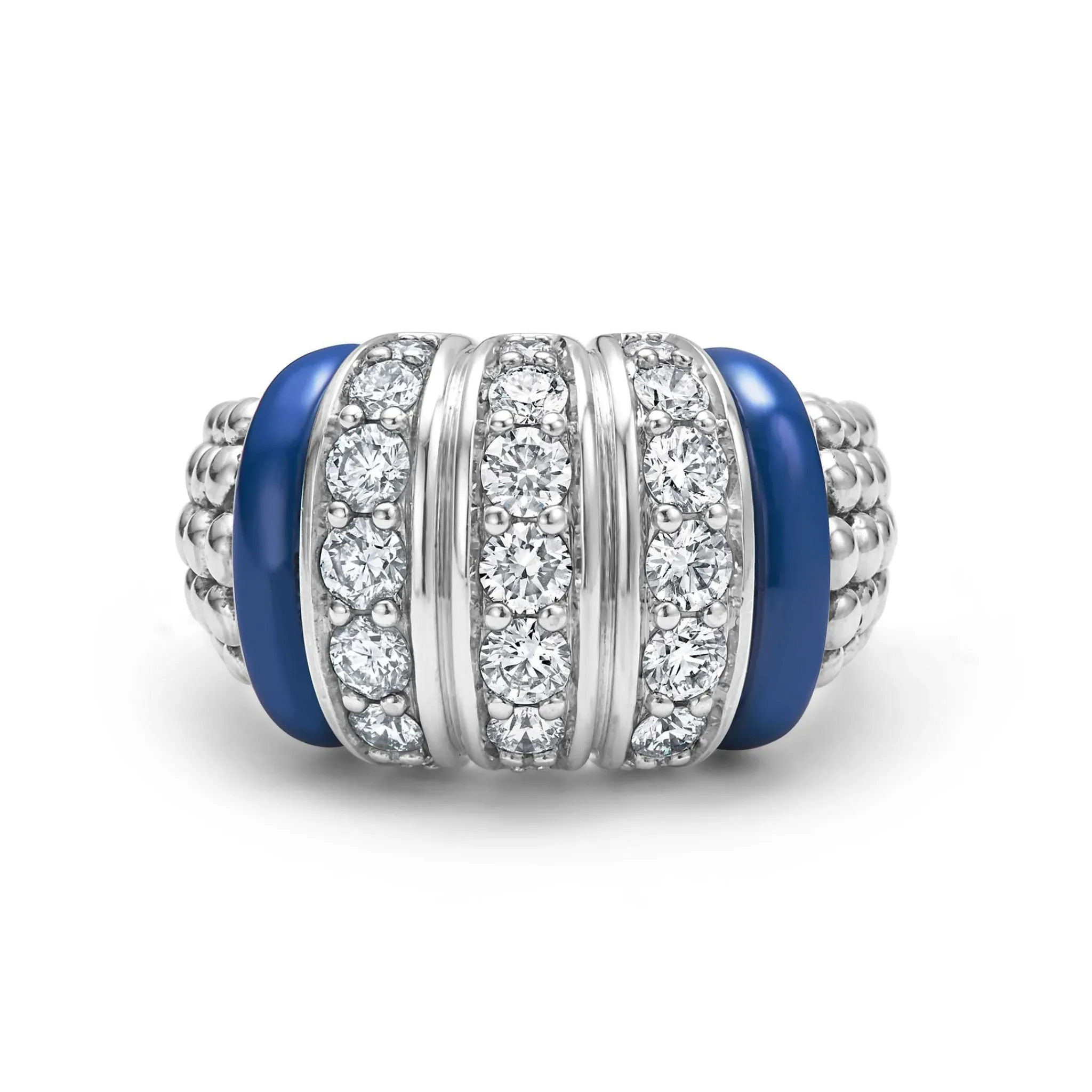 Cheap LAGOS Three Station Ceramic Caviar Diamond Ring