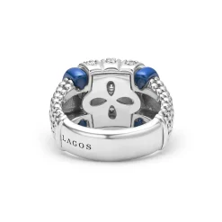 Cheap LAGOS Three Station Ceramic Caviar Diamond Ring