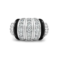 Shop LAGOS Three Station Ceramic Caviar Diamond Ring