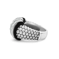 Shop LAGOS Three Station Ceramic Caviar Diamond Ring
