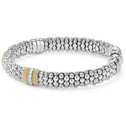 Clearance LAGOS Three Station Diamond Caviar Bracelet | 9Mm