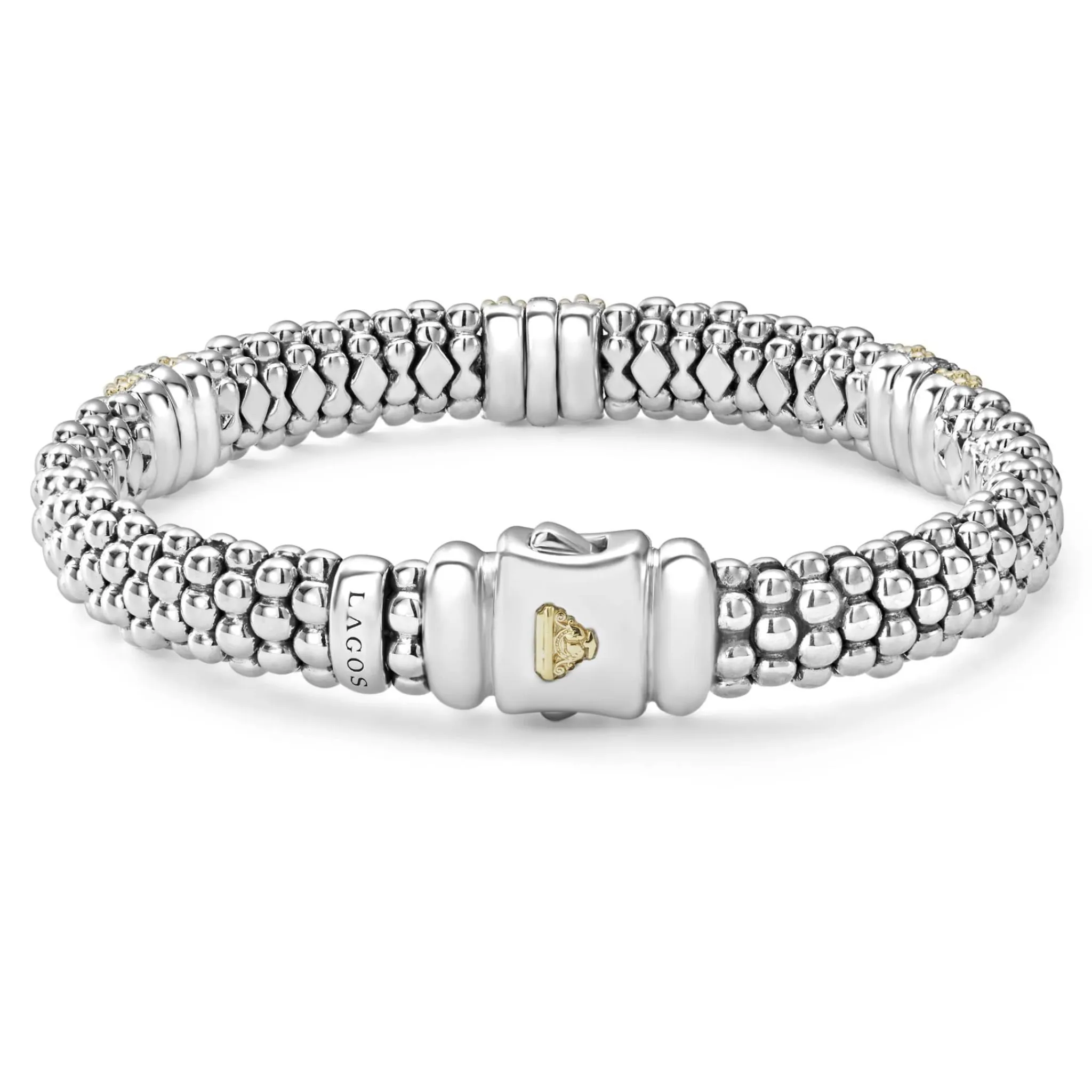 Clearance LAGOS Three Station Diamond Caviar Bracelet | 9Mm