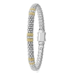 New LAGOS Three Station Diamond Caviar Bracelet | 6Mm