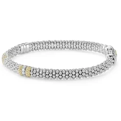 New LAGOS Three Station Diamond Caviar Bracelet | 6Mm