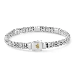 New LAGOS Three Station Diamond Caviar Bracelet | 6Mm