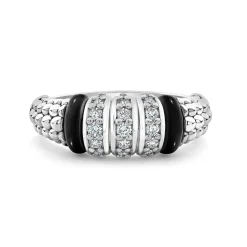 Outlet LAGOS Three Station Diamond Ceramic Caviar Ring