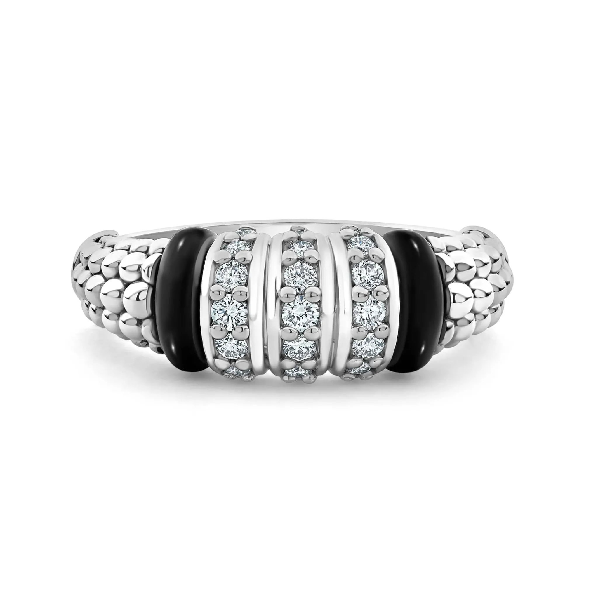 Outlet LAGOS Three Station Diamond Ceramic Caviar Ring