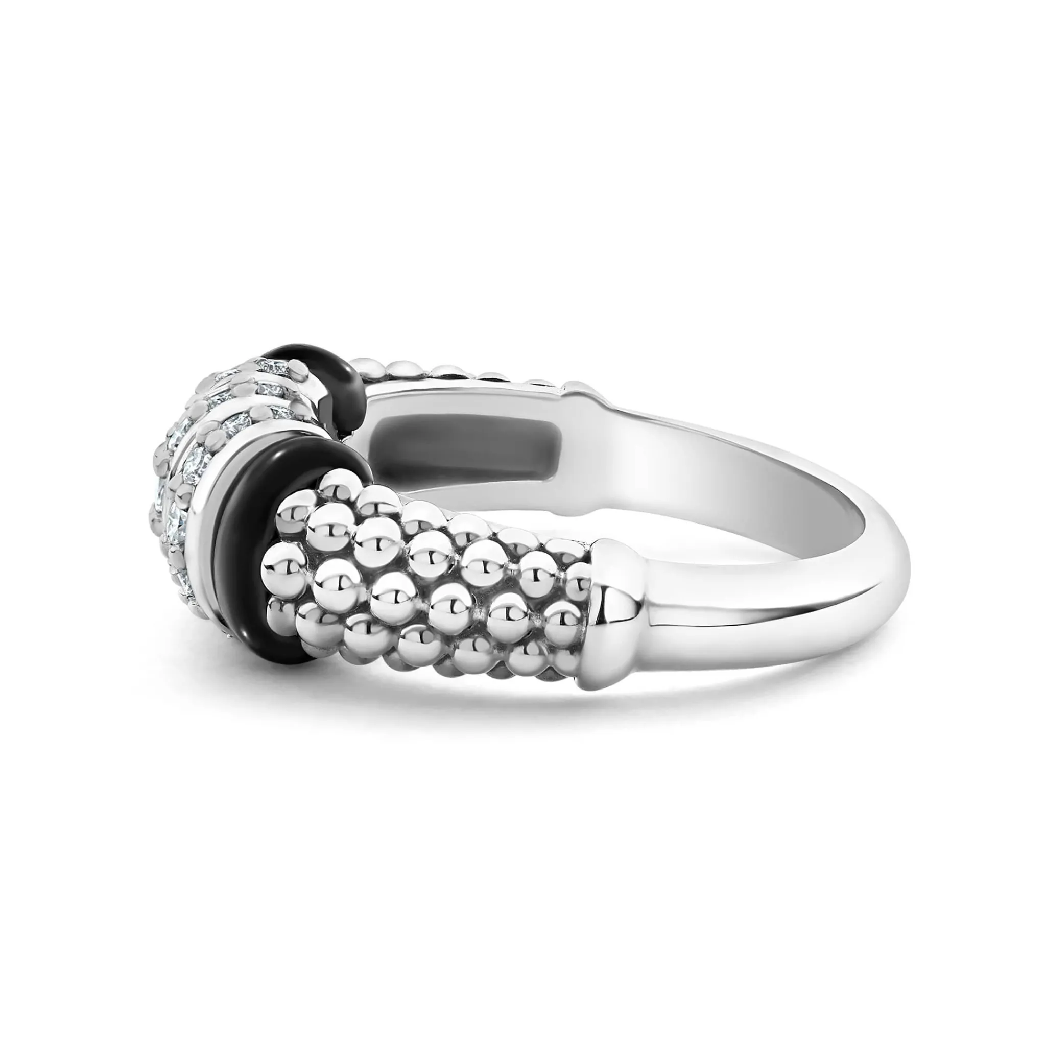 Outlet LAGOS Three Station Diamond Ceramic Caviar Ring