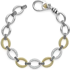 Hot LAGOS Three Station Diamond Link Bracelet