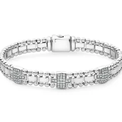 Fashion LAGOS Three Station Diamond Link Bracelet