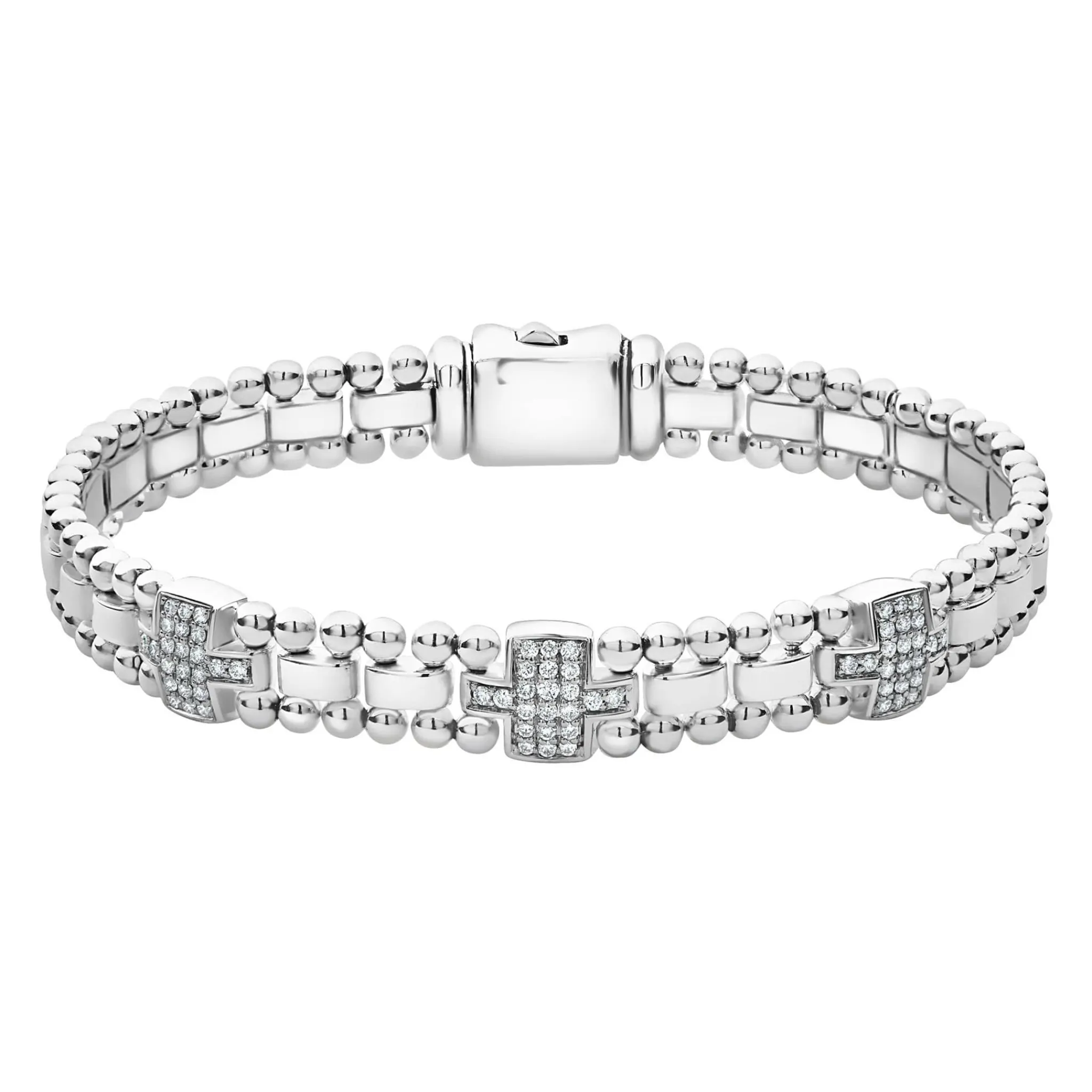 Fashion LAGOS Three Station Diamond Link Bracelet