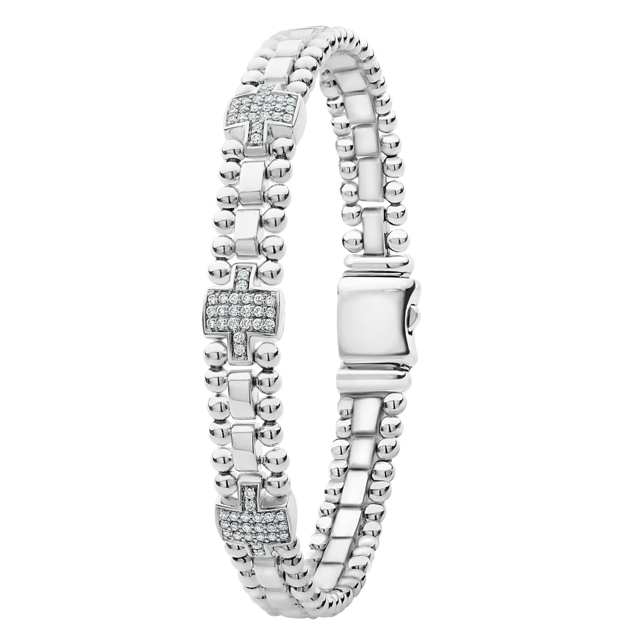 Fashion LAGOS Three Station Diamond Link Bracelet