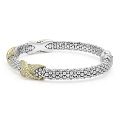 New LAGOS Three Station Diamond X Caviar Bracelet | 6Mm