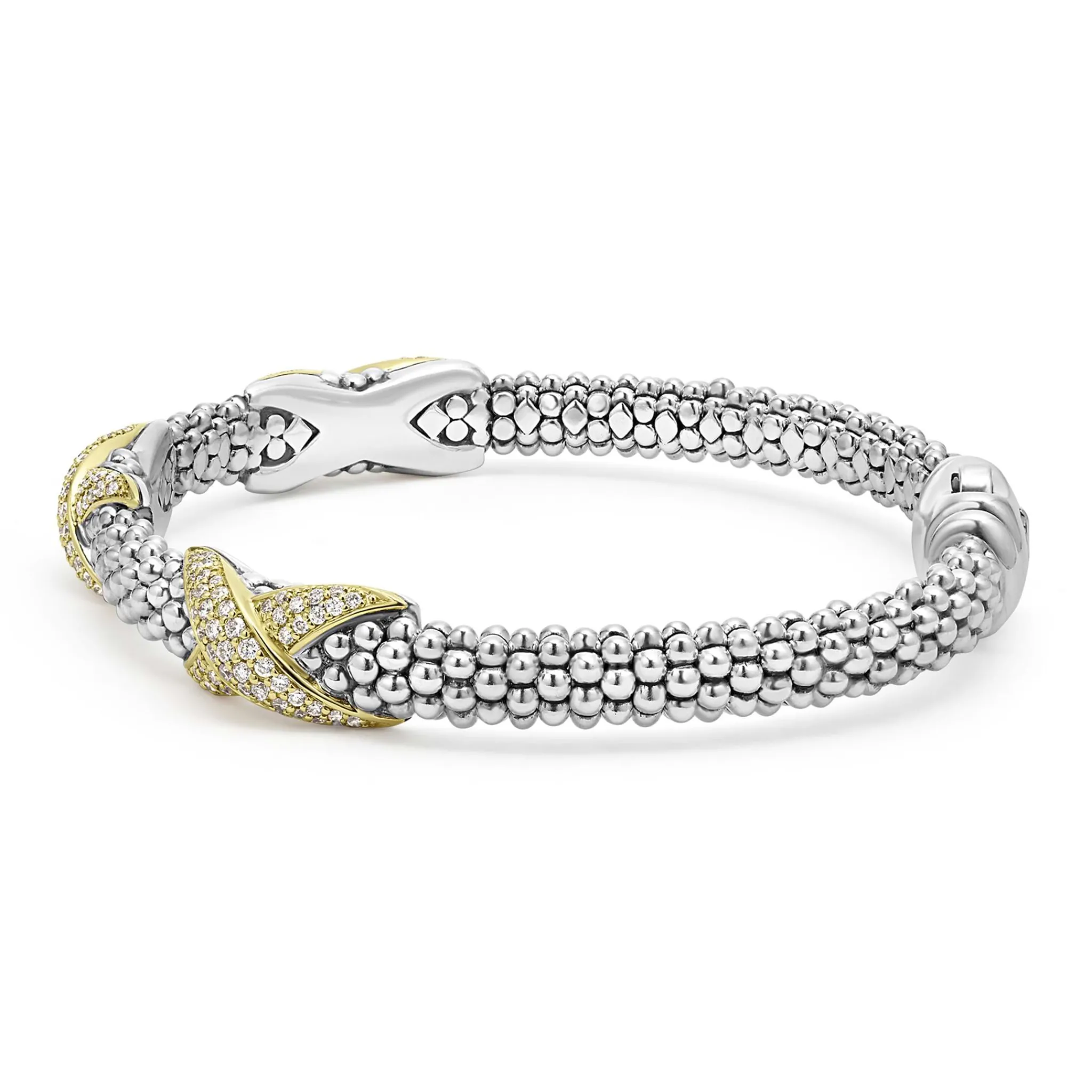 New LAGOS Three Station Diamond X Caviar Bracelet | 6Mm