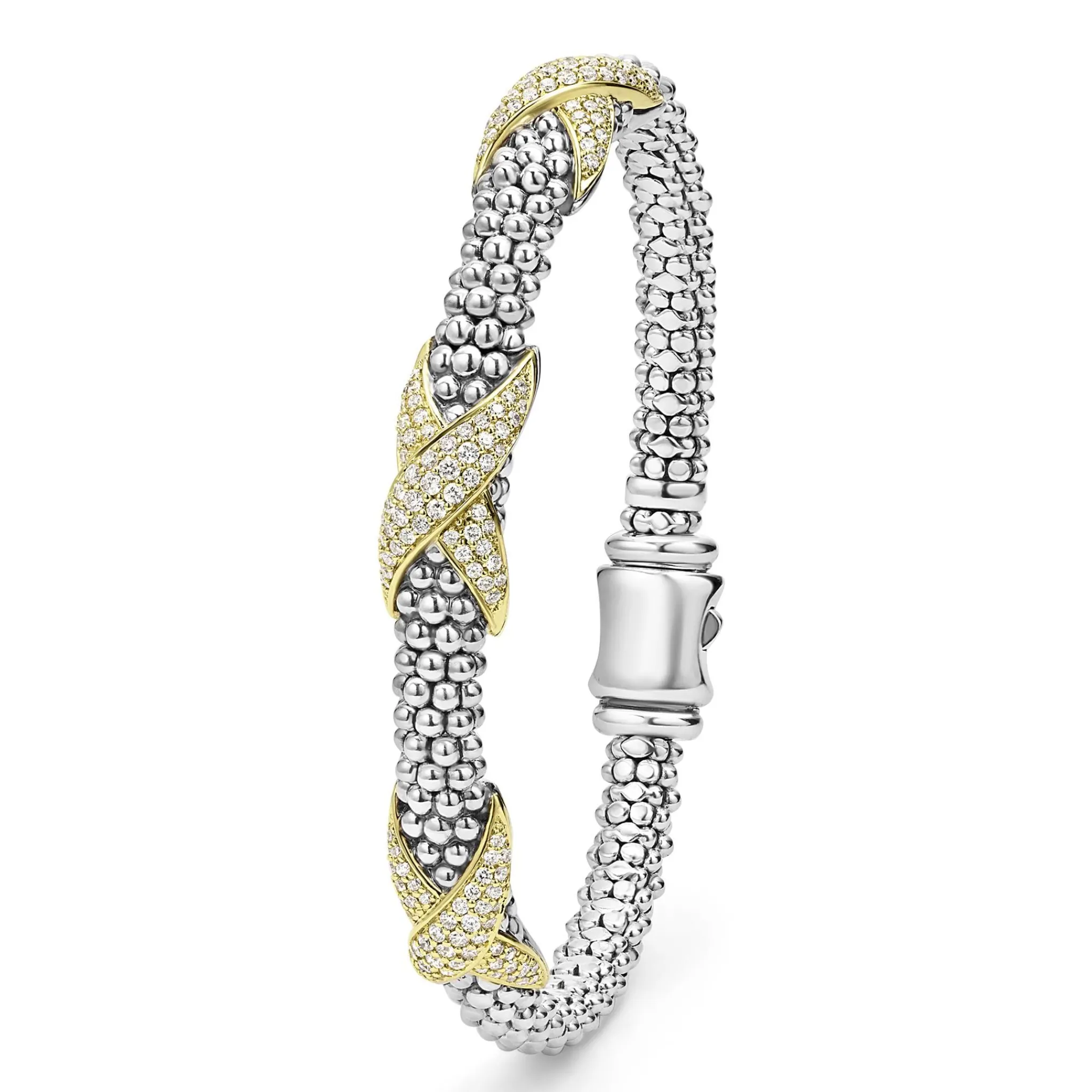 New LAGOS Three Station Diamond X Caviar Bracelet | 6Mm