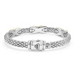New LAGOS Three Station Diamond X Caviar Bracelet | 6Mm