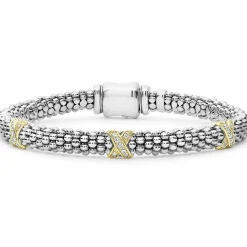 Online LAGOS Three Station Gold X Diamond Caviar Bracelet | 6Mm