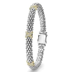 Online LAGOS Three Station Gold X Diamond Caviar Bracelet | 6Mm