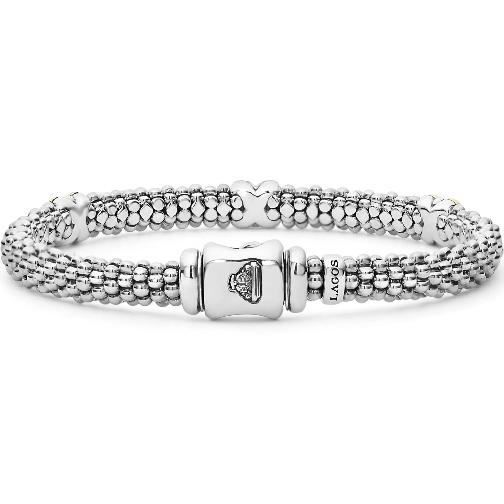 Online LAGOS Three Station Gold X Diamond Caviar Bracelet | 6Mm