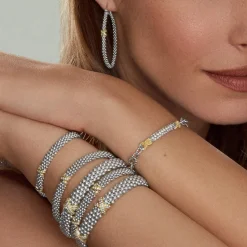 Online LAGOS Three Station Gold X Diamond Caviar Bracelet | 6Mm