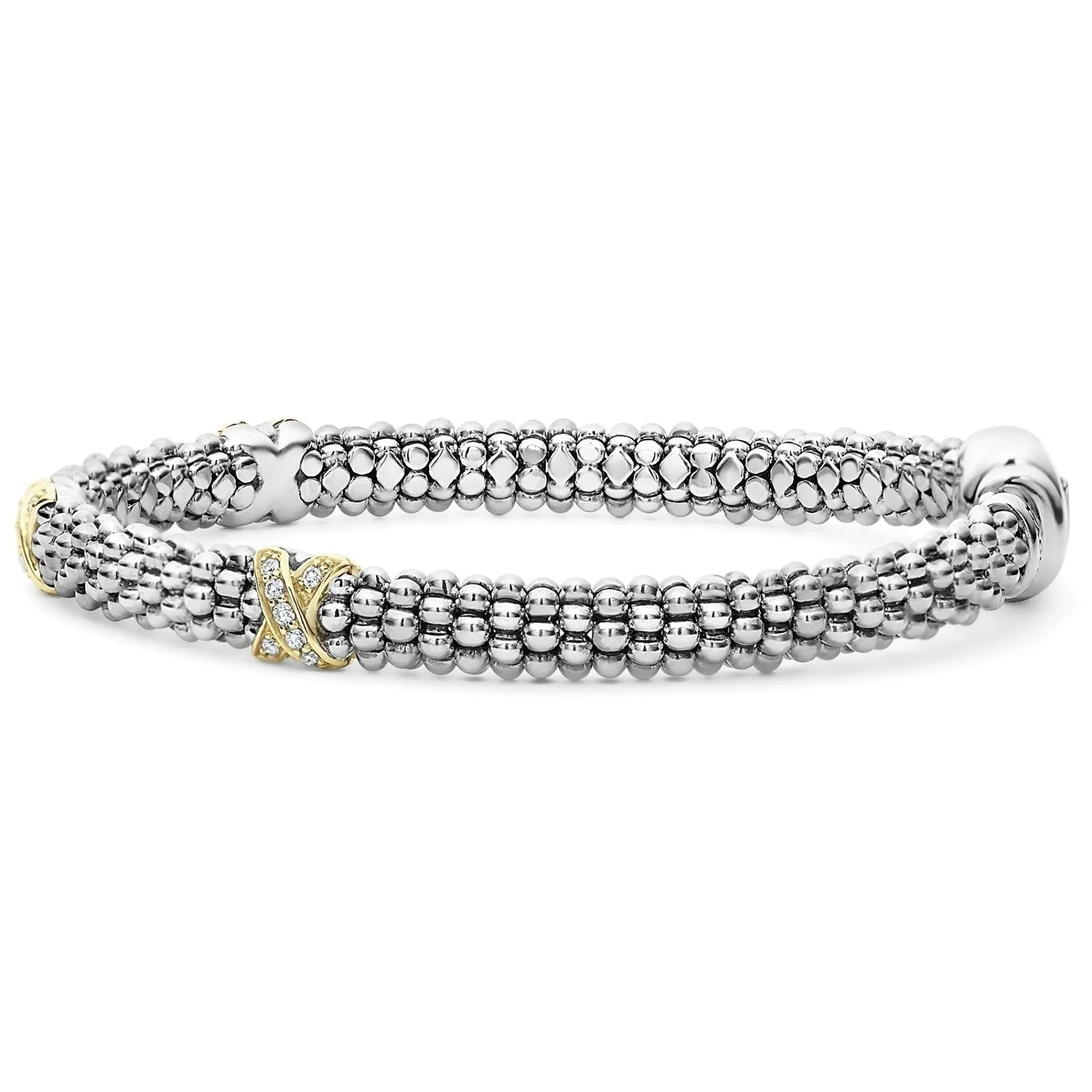 Online LAGOS Three Station Gold X Diamond Caviar Bracelet | 6Mm