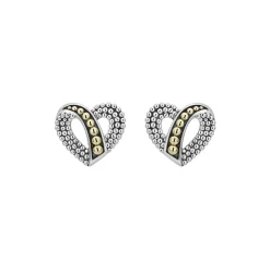 Discount LAGOS Two-Tone Beaded Heart Stud Earrings