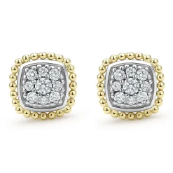 Clearance LAGOS Two-Tone Caviar Diamond Stud Earrings